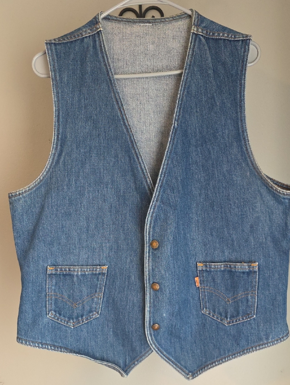 Vintage 70's Levi's Orange Tab Blue Denim Vest with Front Pockets